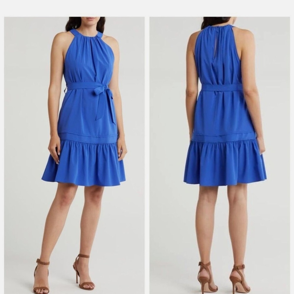 Calvin Klein Women Commuter Halter A-Line Tie‎ Waist Dress